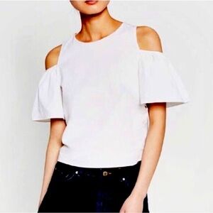ZARA Trafaluc Collection White Open Shoulder Open Back Top